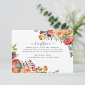 Fall Floral Empfang Card Einladung (Stehend Vorderseite)