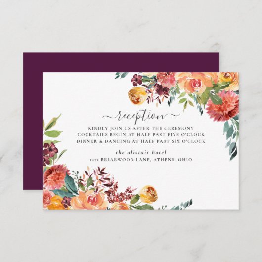 Fall Floral Empfang Card Einladung (Vorne/Hinten)