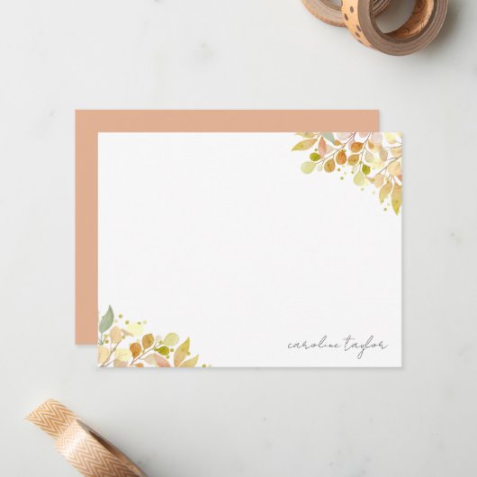 Fall Floral Eukalyptus Boho Individuelle Name Stat Mitteilungskarte (Vorderseite/Rückseite Beispiel)