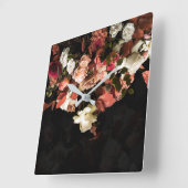 "Fall Floral Fantasy" Quadratische Wanduhr (Winkel)
