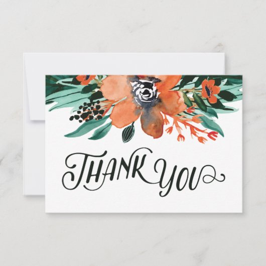 Fall Floral Flat Vielen Dank Dankeskarte (Vorderseite)