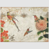 Fall Floral Foliage Hummingbirds Script Decoupage Seidenpapier (Vorderseite)