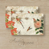 Fall Floral Foliage Hummingbirds Script Decoupage Seidenpapier