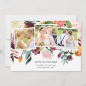 Fall Floral Foto Collage Hochzeit Danke Karte (Vorderseite)