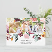 Fall Floral Foto Collage Hochzeit Danke Karte (Stehend Vorderseite)