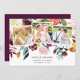 Fall Floral Foto Collage Hochzeit Danke Karte