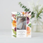 Fall Floral Foto Save the Date Postkarte (Stehend Vorderseite)