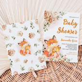 Fall Floral Fox Babydusche Einladung