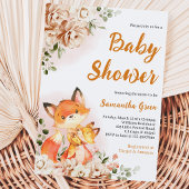 Fall Floral Fox Babydusche Einladung
