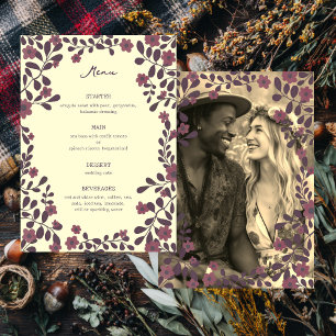 Fall Floral Frame Sweet Boho Lässige FOTO Hochzeit Menükarte