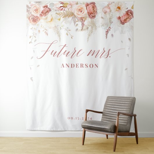 Fall Floral Future Mrs Bridal Shower Backdrop Wandteppich (Beispiel)