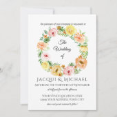 Fall Floral Gelb n Pfirsichfarben Rose w Blattwerk Einladung (Vorderseite)