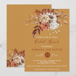Fall Floral Gold Brautparty Einladung