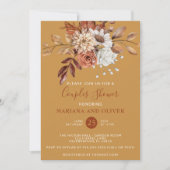 Fall Floral Gold Paare Dusche Einladung (Vorderseite)