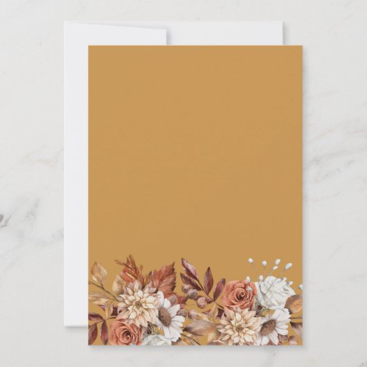 Fall Floral Gold Paare Dusche Einladung (Rückseite)