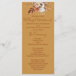 Fall Floral Gold Wedding Program Programm