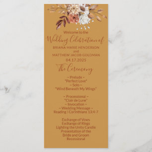 Fall Floral Gold Wedding Program Programm
