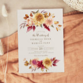 Fall Floral Golden Scarlet Blätter Hochzeit Einladung