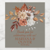Fall Floral Grau Gastgeschenke Hochzeiten Weinetikett (Einzelnes Label)