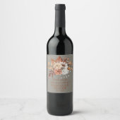 Fall Floral Grau Gastgeschenke Hochzeiten Weinetikett (Vorderseite)