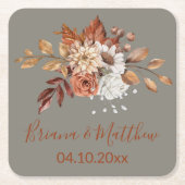 Fall Floral Gray Square Paper Untersetzer (Vorderseite)