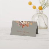 Fall Floral Gray Wedding Platzkarte (Rückseite)