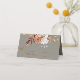 Fall Floral Gray Wedding Platzkarte