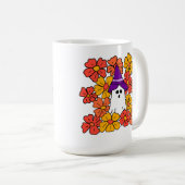 Fall Floral Halloween Ghost Kaffeetasse (VorderseiteRechts)