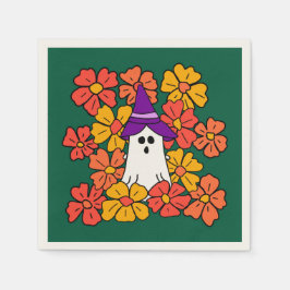 Fall Floral Halloween Ghost Serviette