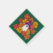 Fall Floral Halloween Ghost Serviette (Ecke)