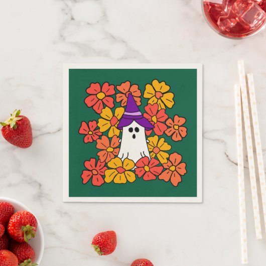 Fall Floral Halloween Ghost Serviette (Beispiel)