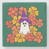 Fall Floral Halloween Ghost Steinuntersetzer (Vorderseite)
