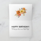 Fall Floral Happy Birthday Greeting Card Karte (Innenseite)