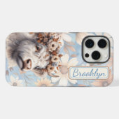Fall Floral Highland Cow iPhone Hülle (Rückseite (Horizontal))