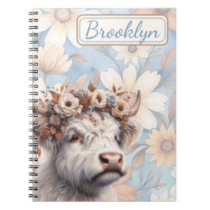 Fall Floral Highland Cow Notizblock