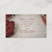 Fall Floral Hintergrund mit Pen und Linedpapier Visitenkarte (Rückseite)