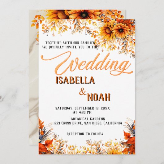 Fall Floral Hochzeit in der Saison / Boho Blume Einladung (Vorne/Hinten)