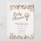 Fall Floral Hot Air Ballon Babydusche Einladung (Vorderseite)