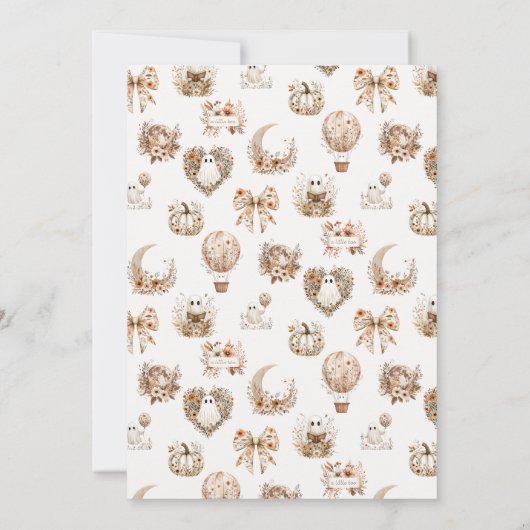 Fall Floral Hot Air Ballon Babydusche Einladung (Rückseite)