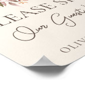Fall Floral Ivory Wedding Guest Book Sign Poster (Ecke)
