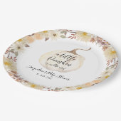 Fall Floral Kleine Pumpkin Wasserfarben Babydusche Pappteller (Schrägansicht)