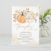 Fall Floral Little Pumpkin Baby Dusche Einladung (Stehend Vorderseite)