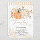 Fall Floral Little Pumpkin Baby Dusche Einladung (Vorne/Hinten)