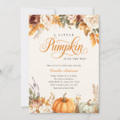 Fall Floral Little Pumpkin Baby Dusche Einladung (Vorderseite)