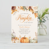 Fall Floral Little Pumpkin Baby Dusche Einladung (Stehend Vorderseite)