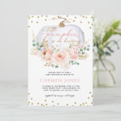 Fall Floral Little Pumpkin Baby Dusche Einladung (Stehend Vorderseite)