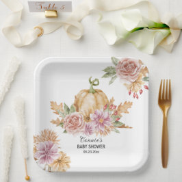 Fall Floral Little Pumpkin Baby Dusche Pappteller