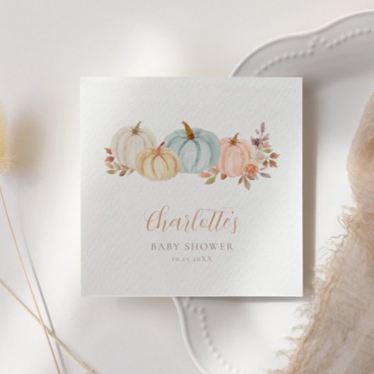 Fall Floral Little Pumpkin | Babydusche Serviette