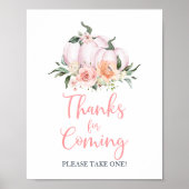 Fall Floral Little Pumpkin Danke für das Kommen Poster (Vorne)