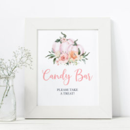 Fall Floral Little Pumpkin Dusche Candy Bar Poster